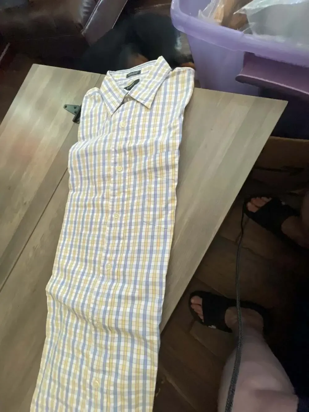 #A224 j.Crew Yellow And Light Blue Gingham Check Dress Shirt M 15-15.5